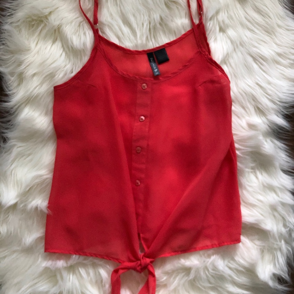 XS Front Tie Pink Cami
